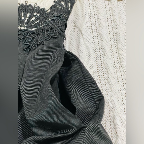 NWT Eliza J Black & White Lace Fit and Flare Midi Dress - Picture 9 of 15